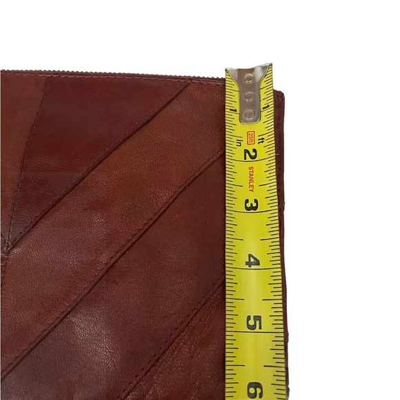 SOLD! EUC Lucky Brand Rayla Burgandy Brown Chevron Leather Wristlet Clutch - Picture 14 of 14